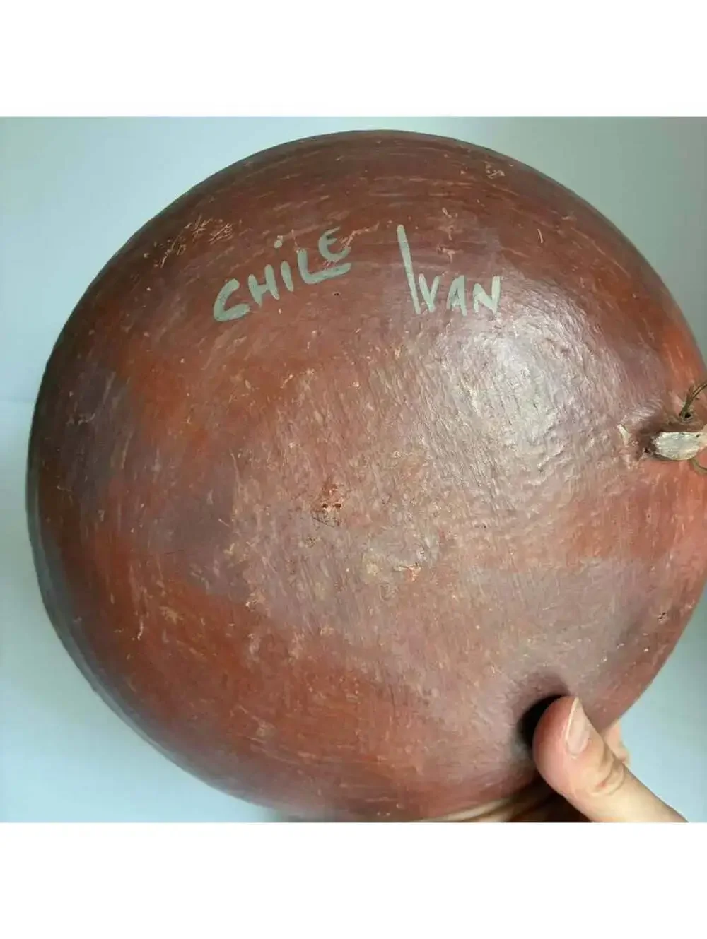 Vintage Chile Folk Art Pottery Bowl Signed Ivan Hand Painted Wall Hanging 8.5”